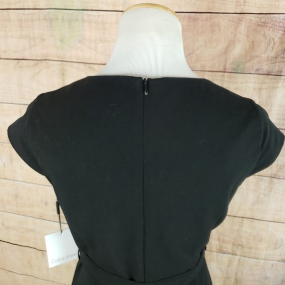 Calvin Klein Petites Cowl Neck Belted Sheath Dress - Picture 5 of 6